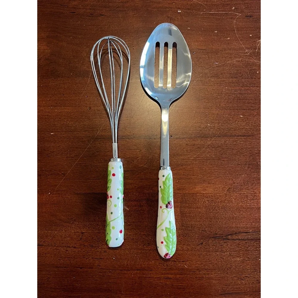 Temp-tations Winter Whimsy‎ Slotted Spoon Whisk Set Christmas Serving Utensils
